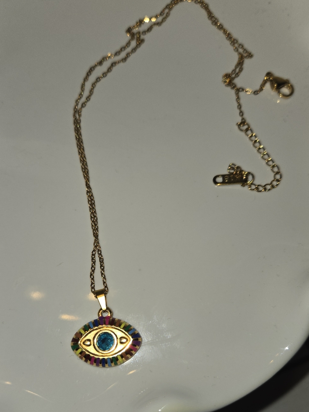Ramla Gold Evil Eye Pendant Necklace with Multicolor Accents